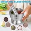 Stainless Steel Mortar And Pestle Set Kitchen Spice Grinder Pill Crusher With Lid Heavy Duty Pesto Powder Herb Bowl