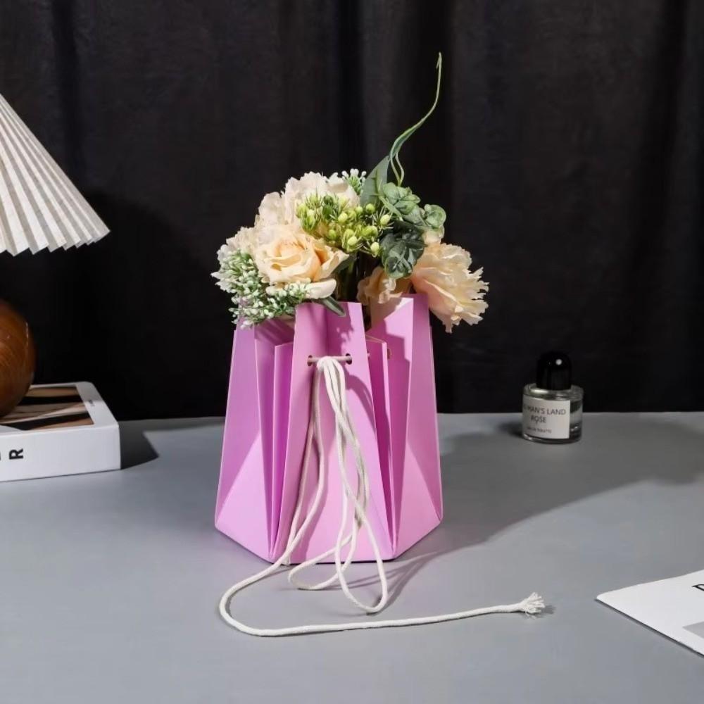 Handmade Flower Bag Waterproof Hexagonal Rose Bouquet Bag Home Decor Korean Bouquet Handbag