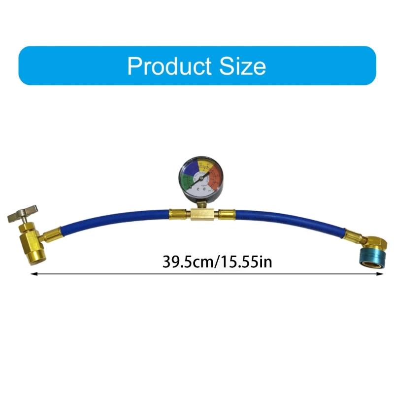 R134A Recharge Hose Kit with Gauge, Refrigerants Recharging Hose with 1/2" Female R134A Can Tap Refrigerants Dispenser