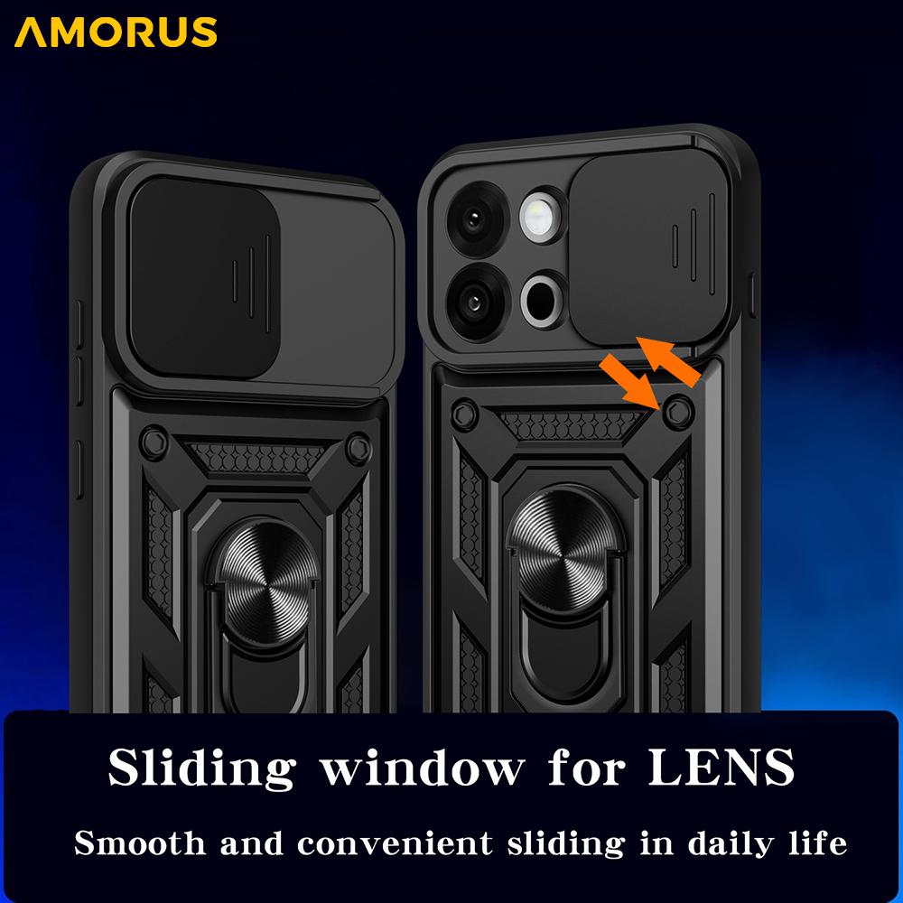 AMORUS For OnePlus 13s 5G/13T 5G Case Kickstand PC+TPU Phone Cover with Camera Lens Slider