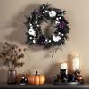 Halloween Door Wreath Gothic Garlands White Pumpkins Front Door Wreath for Indoor Outdoor Holiday Party Decoration