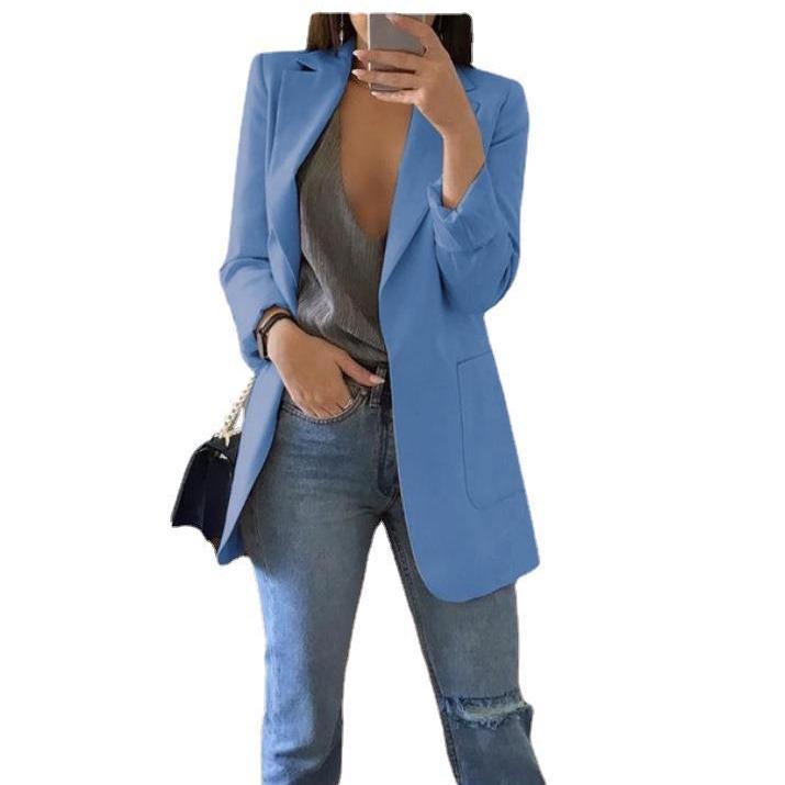 2024 European & American Fashion Women's Slim Lapel Cardigan Blazer - Spring/Autumn Collection