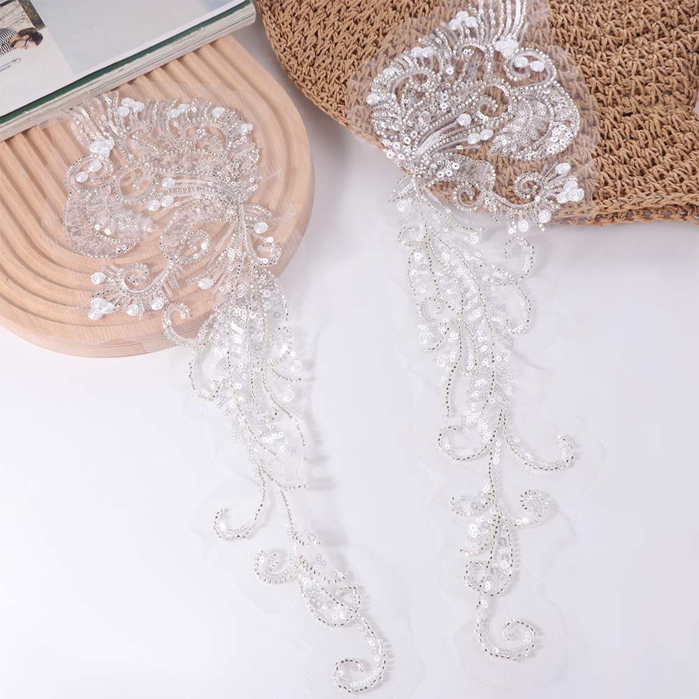 Flower Pattern Flower Rhinestone Patch Lace Trim Lace Bodice Applique Sew On Patches DIY Craft