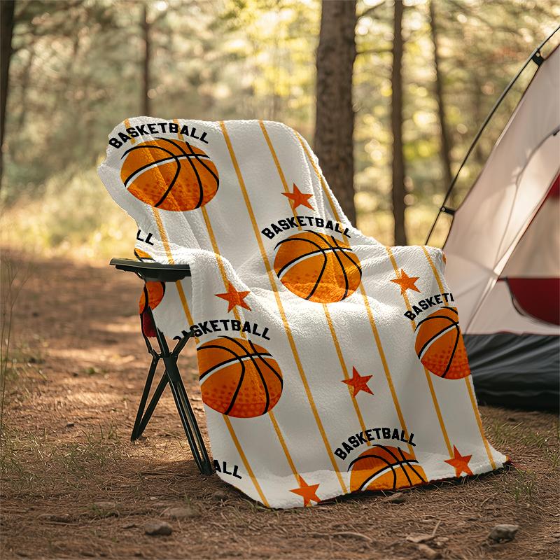 Basketball Theme Printed Blanket - Perfect for Couch, Bed, Travel & Outdoor Use | Machine Washable, Cozy & Durable.