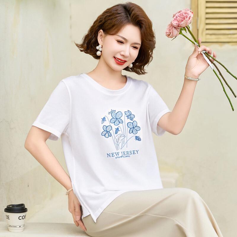 Pastel Women s Embroidered Short Sleeve T-Shirt 4XL