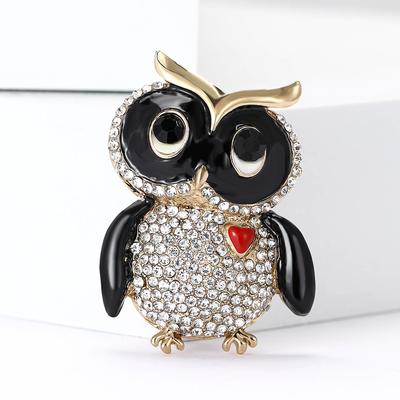 Creative Alloy Rhinestone Owl Brooch Cute Cute Women'S Clothing Corsage Jewelry Pin