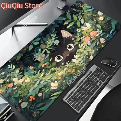 Cute Cat Large Gaming Keyboard Mouse Pad XL Green Plant Computer Gamer Tablet Mause Pad Long Mousepad XXL 900x400 Play Mice M