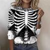 Damen Rundhals Langarm Sommerkleidung - Neuer Stil Lässiges und Modisches Totenkopf Top