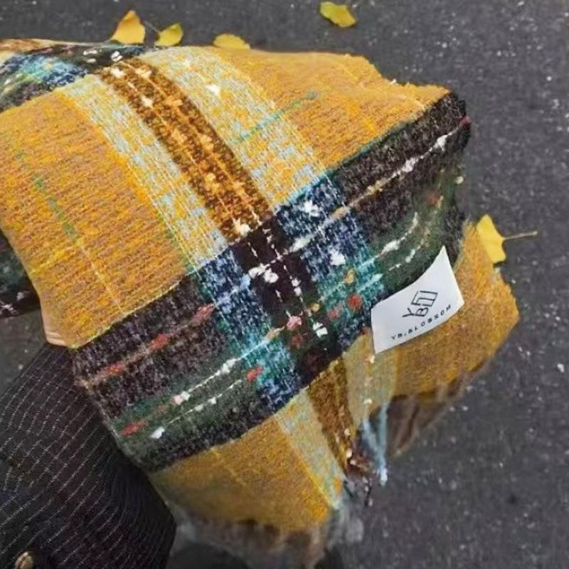 Versatile warm scarf student niche winter imitation cashmere shawl fringed galaxy plaid scarf woman
