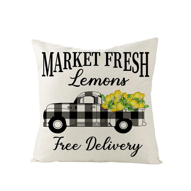 Nordic Summer Lemon Sunflower Polyester Cushion Cover Office Sofa Cushion Cover Home