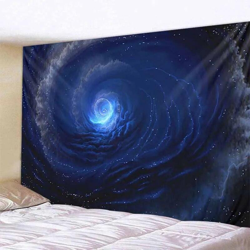 Galaxy Night Sky Tapestry Moon Night Starry Sky Scenery Tapestry Bohemian Psychedelic Home Living Room Bedroom Decoration