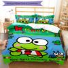 3pcs Sanrio KEROKERO KEROPPI1 Design Cover Set - HD Printed Bedding with 1 Cover and 2 Pillowcases - Perfect for Home and Dorm Decor