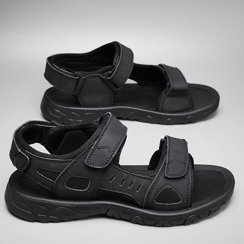 Fashion Brown Genuine Leather Men Sandals Summer New Large Size Sandals Outdoor Men's Casual Shoes Fashion Sandals Slippers Big Size 47