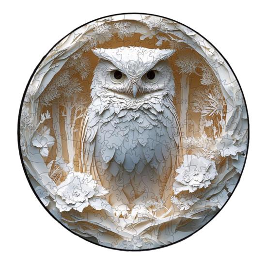 1 Set Wooden Animal Jigsaw Puzzle White Owl Lion Hummingbird Puzzle Challenge Game Educational Difficult Puzzle Toy Home Decoration