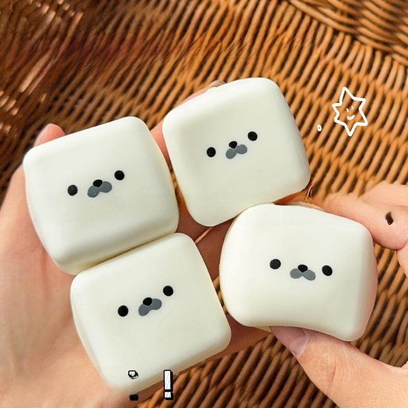 Taba Squshy Creative Novel Quirky Fun Cute Nilk Cube Seal Toy Kawaii Stress-Relief Finger Toy Slow-Rebound Sensory Toy Birthday