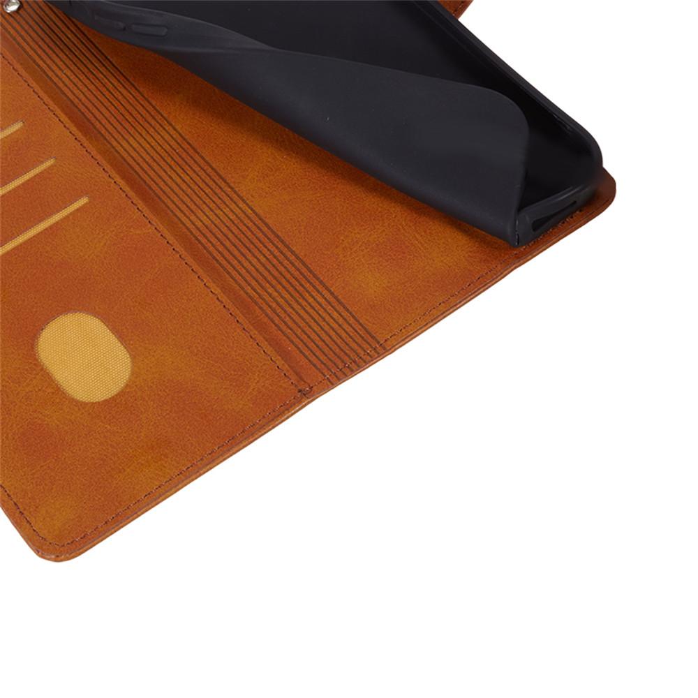 For iPhone 17 Pro Max Case Calf Texture PU Leather Wallet Phone Cover with Wrist Strap