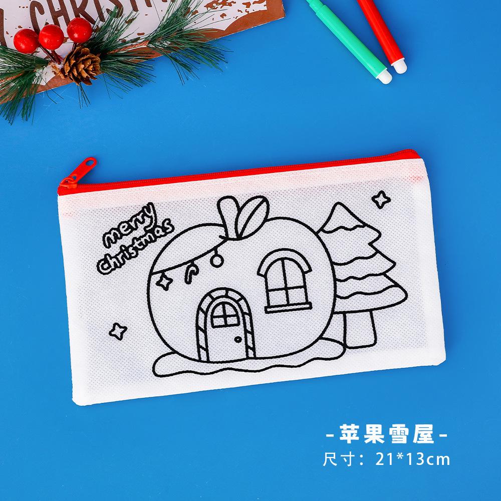 

Christmas Graffiti Pen Bag Children DIY Painting Bag Handmade Drawing Stationery Bag Non-woven Storage Bag Christmas New Year