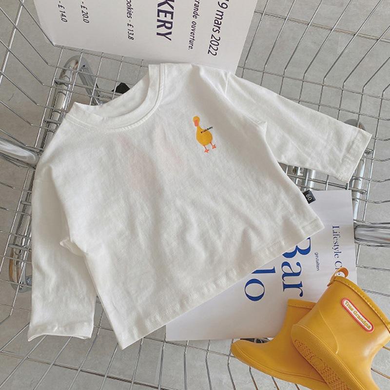 Kids Cotton Long Sleeve T Shirt Spring Autumn Korean Round Neck Base Layer Top For Boys And Girls Casual Wear
