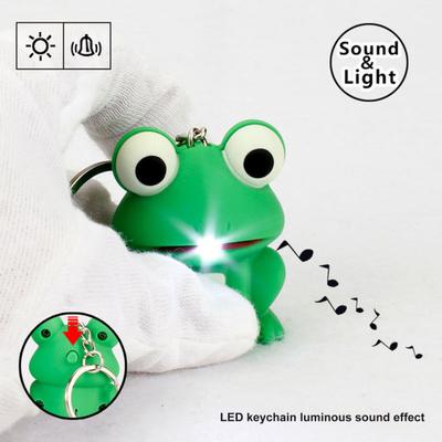 Leuchtendes Spielzeug Soundeffekt Lustige Tierform Eingebaute Batterie Reizvolle Unterhaltung ABS Cartoon Frosch Schlüsselanhänger Geschenk