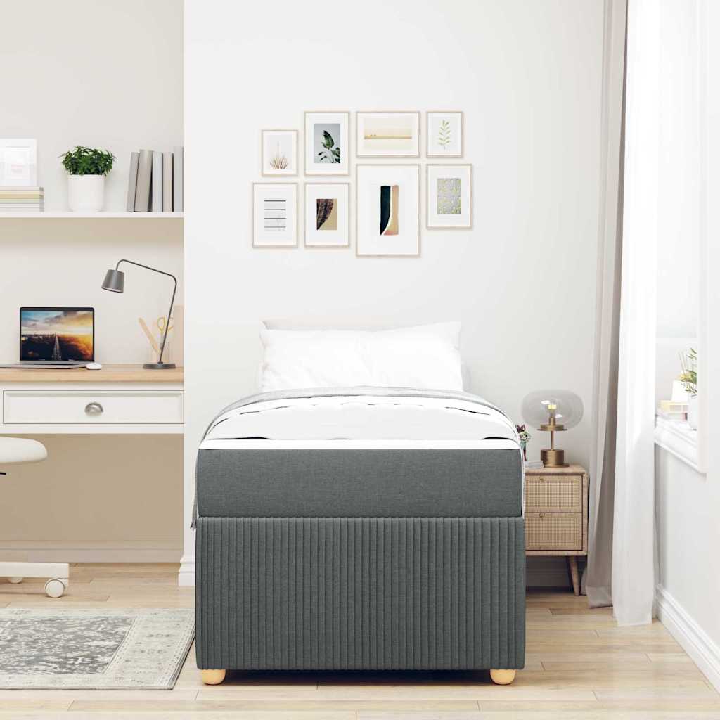 Bed Frame with Mattress Dark Gray 100 x 200 cm Fabric