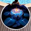 Lotus Pattern Round Beach Blanket, Microfiber Quick Dry Towel with Tassels for Picnic Bathroom Pool Surfing Outdoor Meditation