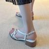 Fashion Open Toe Sandals 2025 French Retro Mid Heels Summer New Casual Comfortable Ladies Shoes Cross Strap Roman Femininas Sandales
