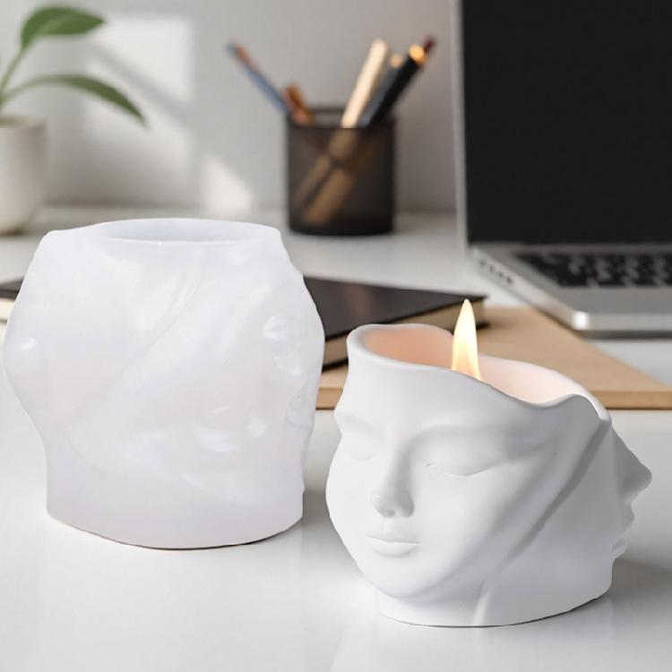 Artistic Face Shape Silicone Mold Planter Molds Resin Casting Molds Crafting Accessories for Home Gardening Projects