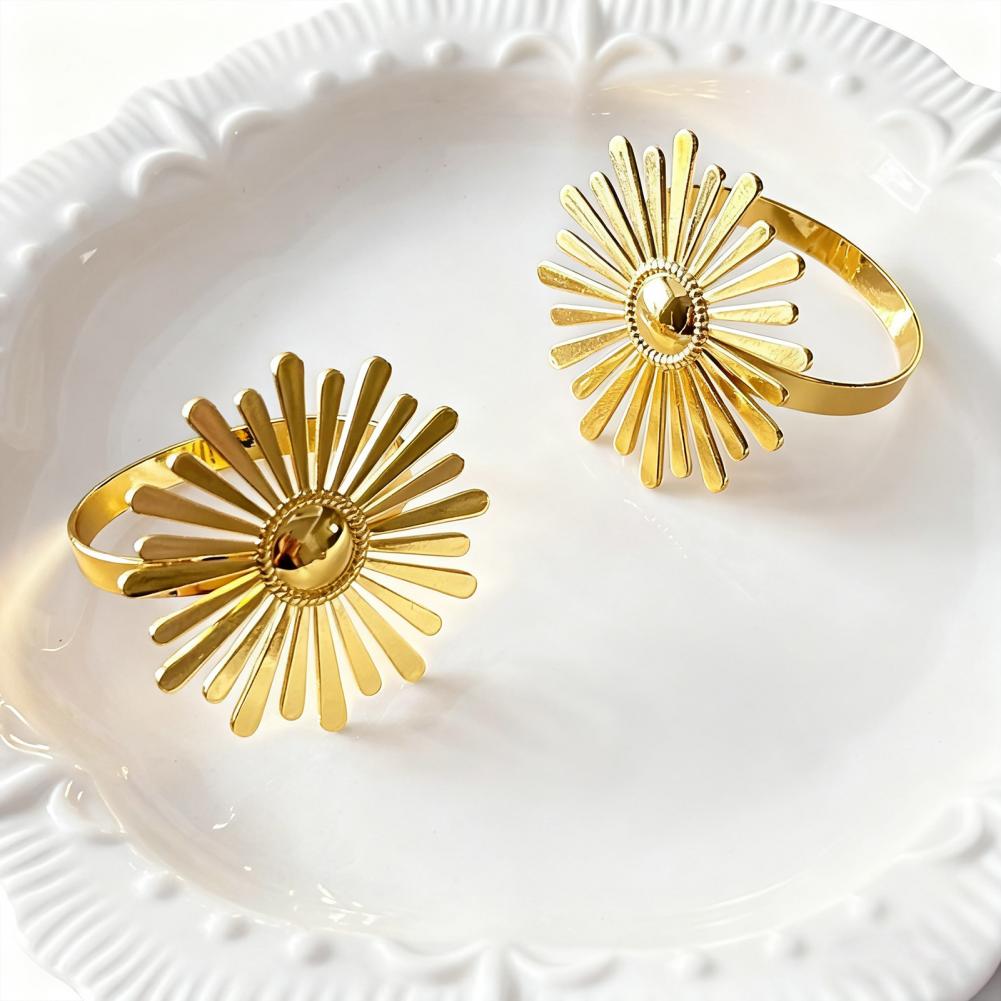 Metal Napkin Rings Napkin Ring Set Elegant Sunflower Napkin Rings for Dining Table Decor Wedding Birthday Party