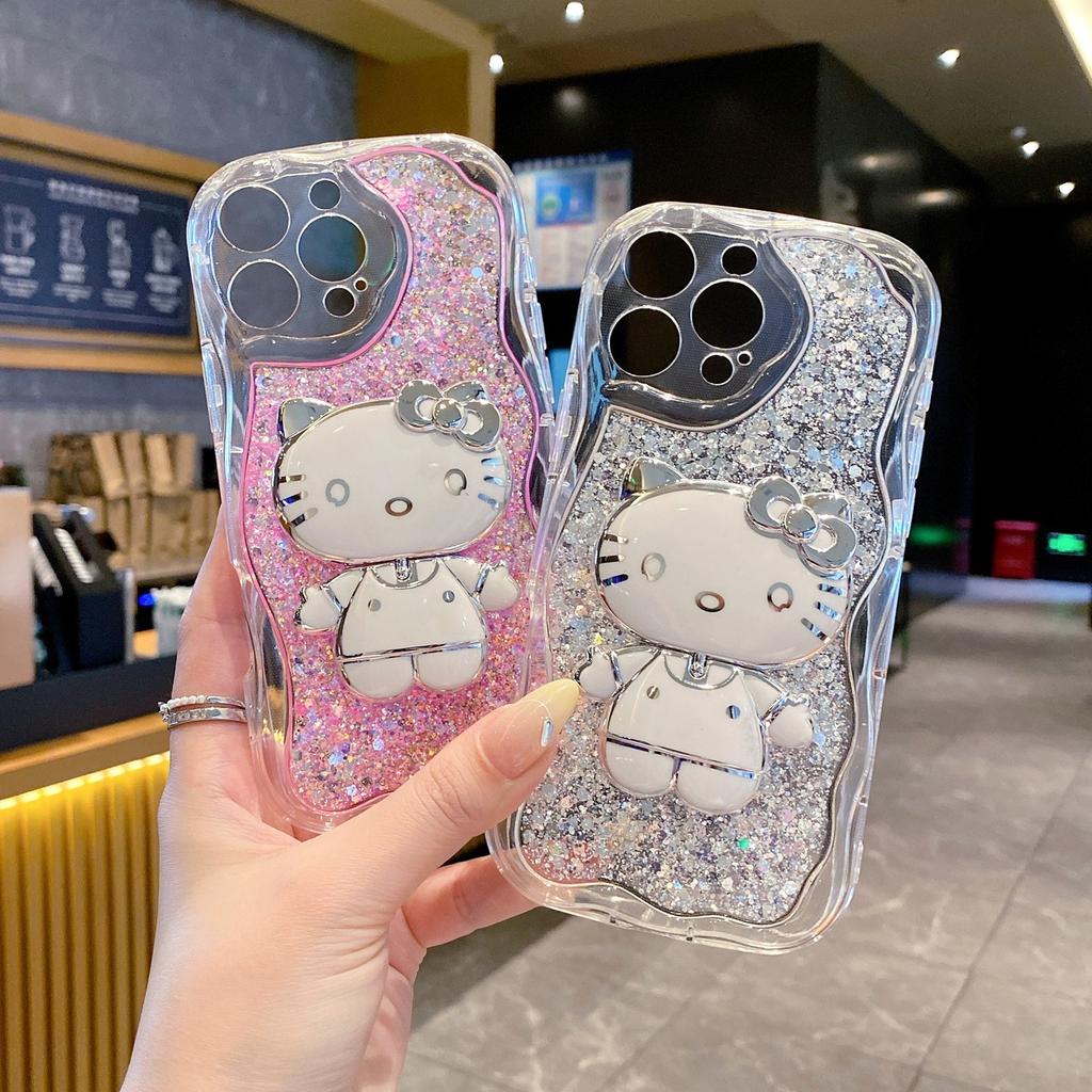 ins suitable for vivo V40 mobile phone case X200 curved edge glitter Epoxy Y29 Y19S cute KT mirror protective case