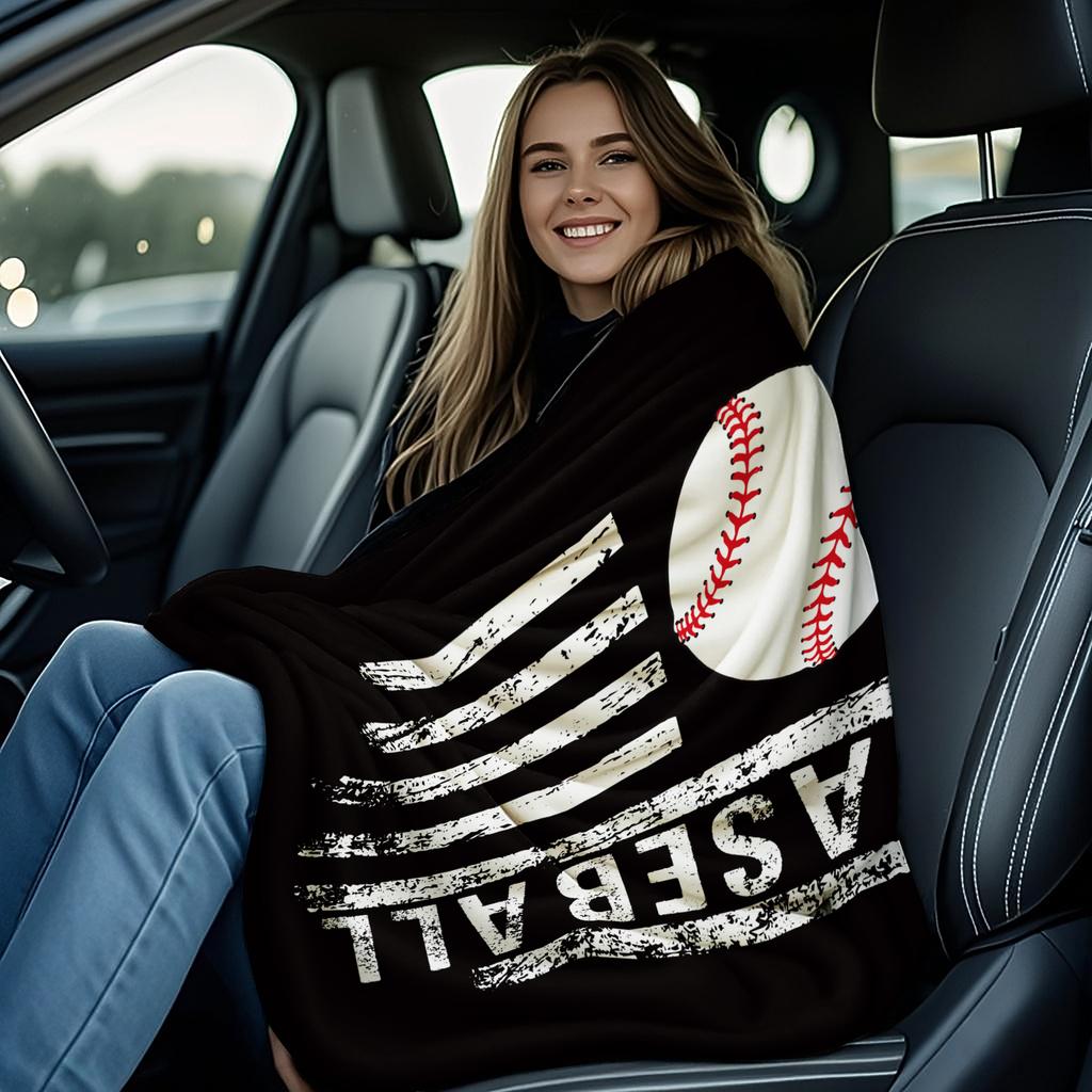 American Street Style Niche Edgy Print Fleece Blanket Quality Warm Cozy Blanket for Home Travel Office Multi-function&Universal