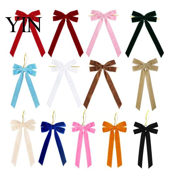 Large Decorative Bows Velvet Ribbon Bow Xmas Pendant, Christmas Tree Flannel Ornament, Elegant Holiday Home Accents Retro Style Hanging Pendant
