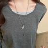 Fashion Simple Pulling Pony Pendant Necklace Versatile Metal Sweater Chain Pendant Necklace Jewelry Accessories Gifts