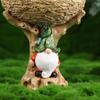 Resin Bird Feeder Dwarf Design Bird Water Bowl Fairy Garden Decoration Art Statue  Outdoor