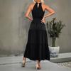 Women's Sundress Sleeveless Flowy Hem Boho Skirt With Belt
