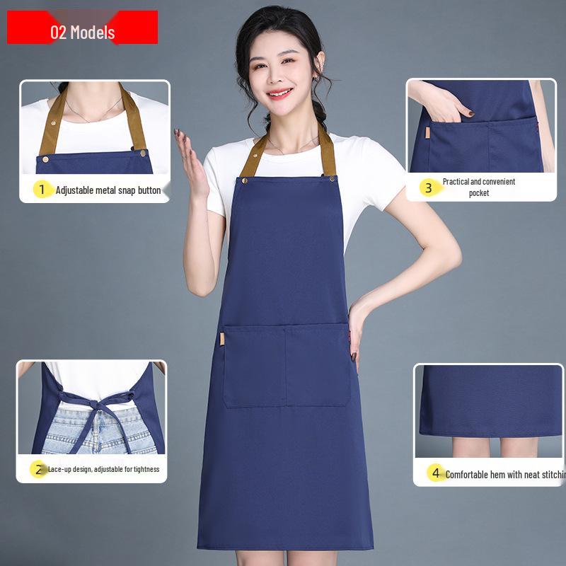 Adjustable Waterproof & Oil-proof Printed Apron with Logo and Text, Thickened Material, Stain-resistant, with Neck Strap.