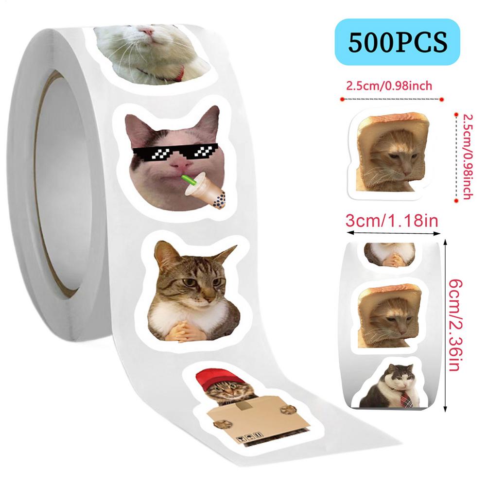Cartoon Meme Cat Stickers For School Reward Stickers Classroom Decoration Encouragement Sticker For Student Teacher 500pcs/roll