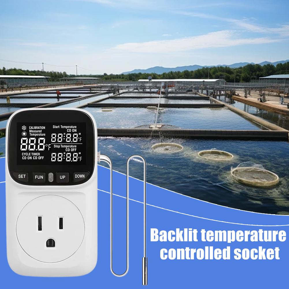 Digital Display Smart Thermostat Fish Tank Touch Screen Regulation Socket Temperature For Pet A C2A2
