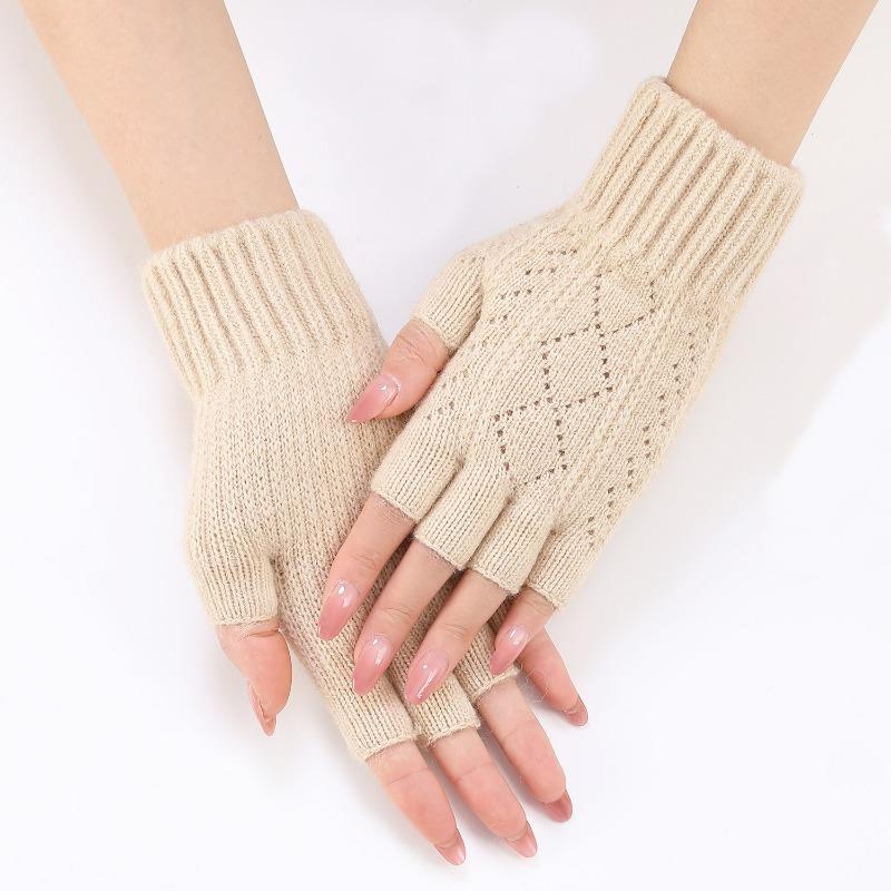 Botvotee Y2k Accessories Sleeves for Women Arm Warmers Fashion Pink Winter Warm Knit Half Finger Gloves Cute With Fourchettes