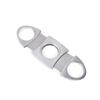 Portable Double-Blade Stainless Steel Cigar Cutter with Brushed Finish