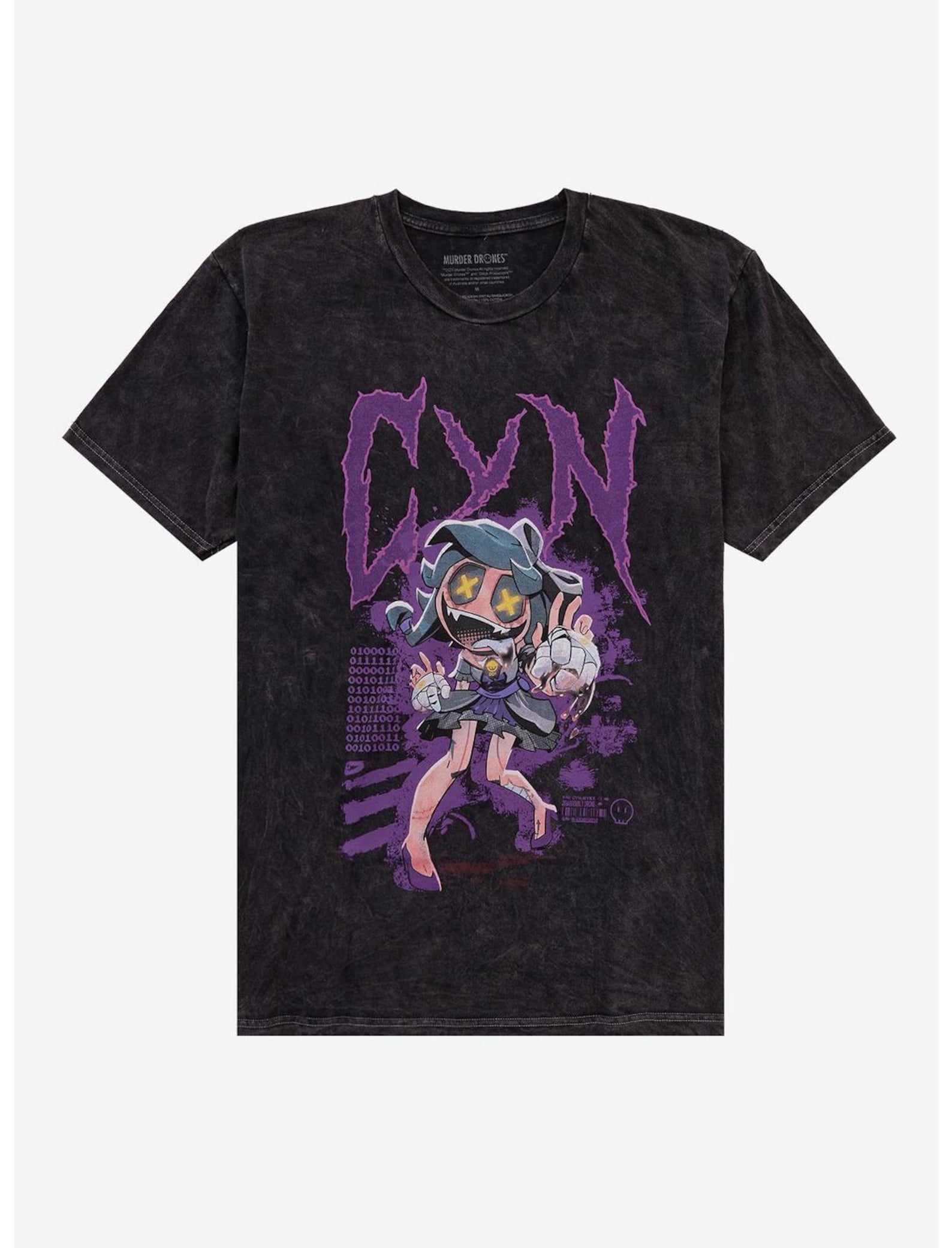 Murder Drones Cyn Mineral Wash T-Shirt – Indie Animation Graphic Tee, Unisex Streetwear Shirt 4XL