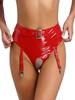 Womens 2Pcs Lingerie Set Wet Look Patent Leather Bra with Panties Teddy Bikini Underwear
