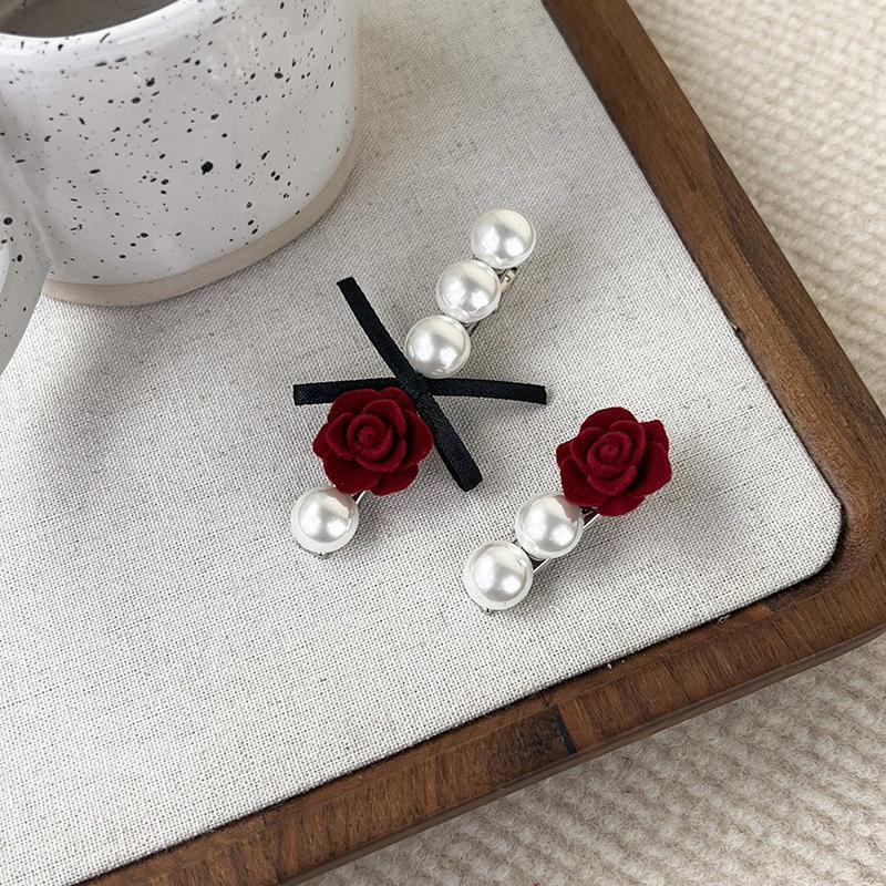 

Винтажная заколка для волос в виде розы, заколка для боковой челки, заколка на затылке, заколка для волос в форме утки, заколка в виде клюва, нежная заколка для волос с камелией для девочек красный