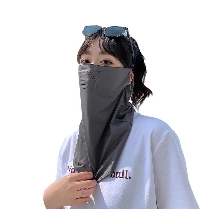 Ice Silk Sunscreen Mask, Female Full Face Uv Protection, Breathable Sunshade, Cycling Neck Protection, Driving Face, Kini Mask