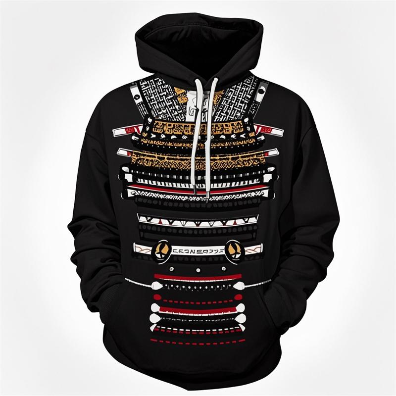 

3d Print Japanese Samurai Sweatshirt Y2k Clothes Men Women Fashion Black Hoodies Casual Fashion Pullover Mens Clothing Tops 6XL