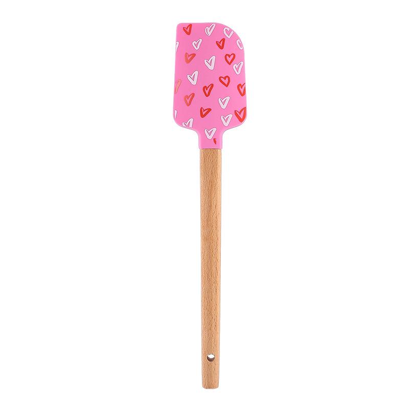 

Silicone Cake Spatula with Wooden Handle - Creative Pattern Mixing Tool