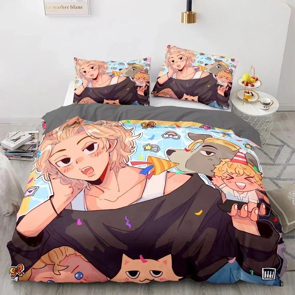 3D Tokyo Avengers Bedding Set Anime Manjiro Sano Duvet Cover Double Twin Full Queen King For Adult Kids Bedclothes Quilt size