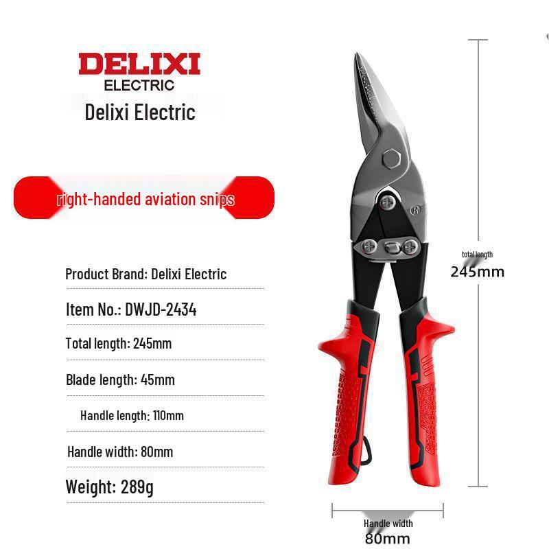 Delixi Industrial Tin Snips: Powerful Stainless Steel Cutter, Wire Stripper, and Crimper for Light Steel Keel.