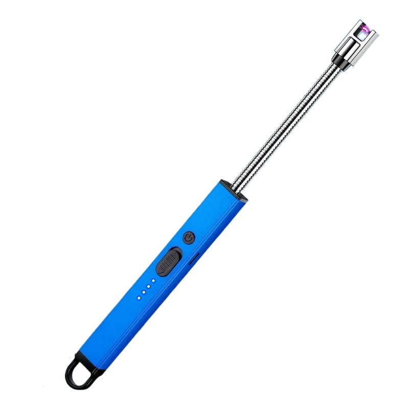 Furtun 720° Rezistent la vânt Aprinzător electronic cu impulsuri Blocare de siguranță Afișaj baterie Bucătărie de camping în aer liber Brichete electrice cu încărcare USB