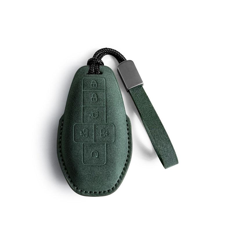 Suede Key Cover for 25 Denza D9: Protective Shell with Buckle, High-End Interior Accessory.