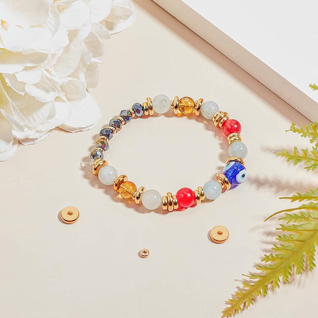 UNICRAFTALE Approximately 48 Pieces 4 Types Rondelle Beads Flat Stainless Steel Beads Flat Round Beads Spacer Beads Golden Metal Beads Metal Beads